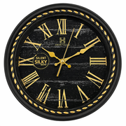 Titanic Wall Clock – Black & Gold Roman Numeral Design with Plastic Frame, Silent Quartz Movement - Habitt