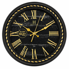 Titanic Wall Clock – Black & Gold Roman Numeral Design with Plastic Frame, Silent Quartz Movement - Habitt