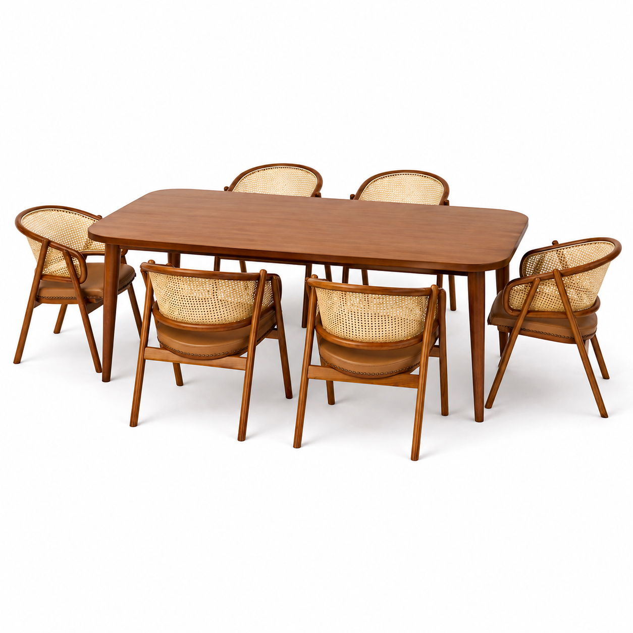 Noor 6 Person Dining Table with Chairs - Habitt