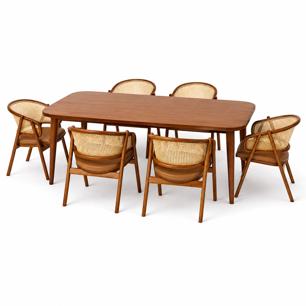 Noor 6 Person Dining Table with Chairs - Habitt