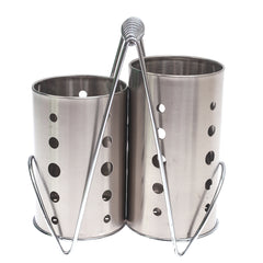 Stainless Steel Double Spoon Holder with Stand