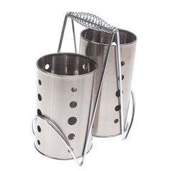 Stainless Steel Double Spoon Holder with Stand