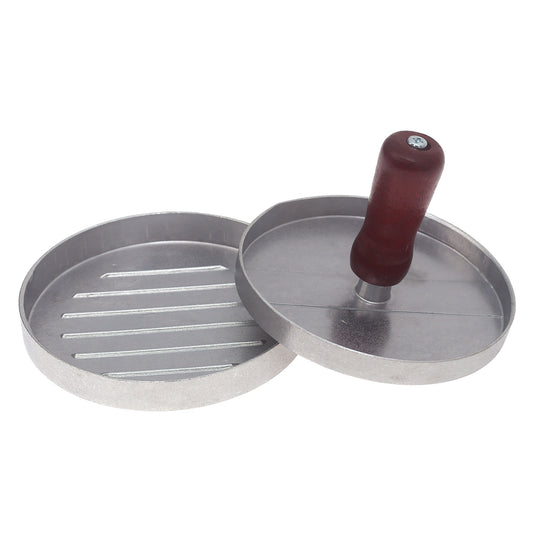 Aluminum Burger Presser – Non-Stick Patty Maker with Wooden Handle