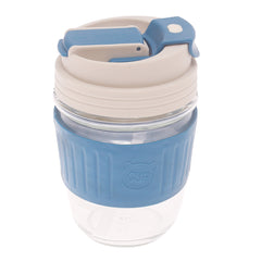 Silicone Grip Glass Cup – Leak-Proof Lid with Straw