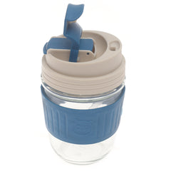Silicone Grip Glass Cup – Leak-Proof Lid with Straw