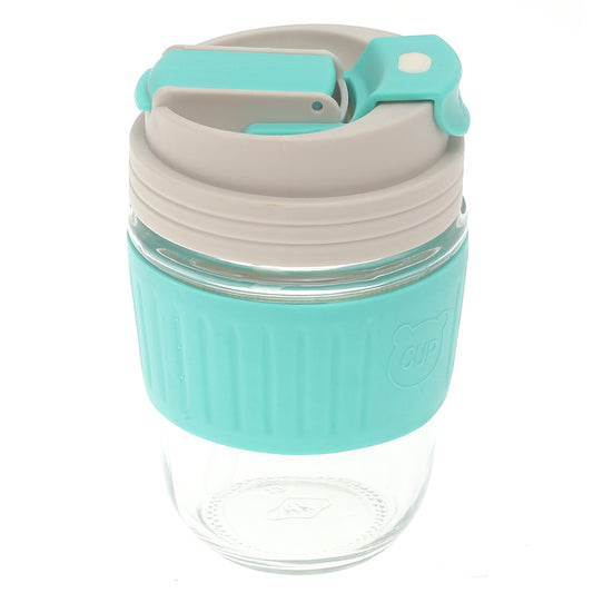 Silicone Grip Glass Cup – Leak-Proof Lid with Straw