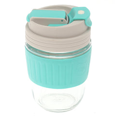 Silicone Grip Glass Cup – Leak-Proof Lid with Straw