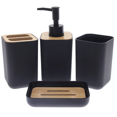 3 PCS BATHROOM SET WITH BAMBOO TRAY - Habitt