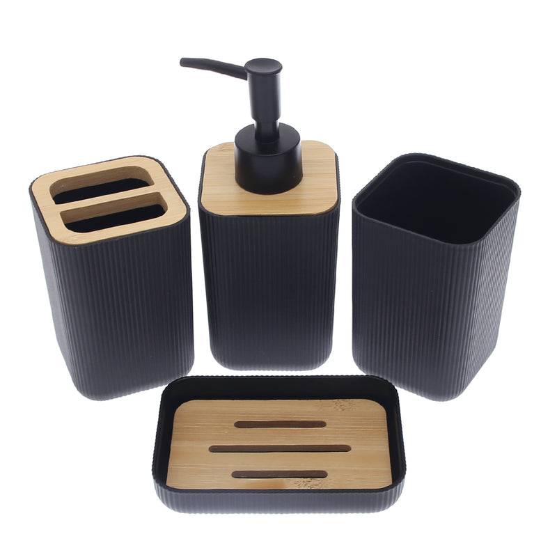 3 PCS BATHROOM SET WITH BAMBOO TRAY - Habitt