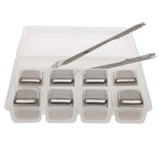 Reusable Stainless Steel Ice Cubes – 8‑Piece Set with Tongs & Storage Tray - Habitt