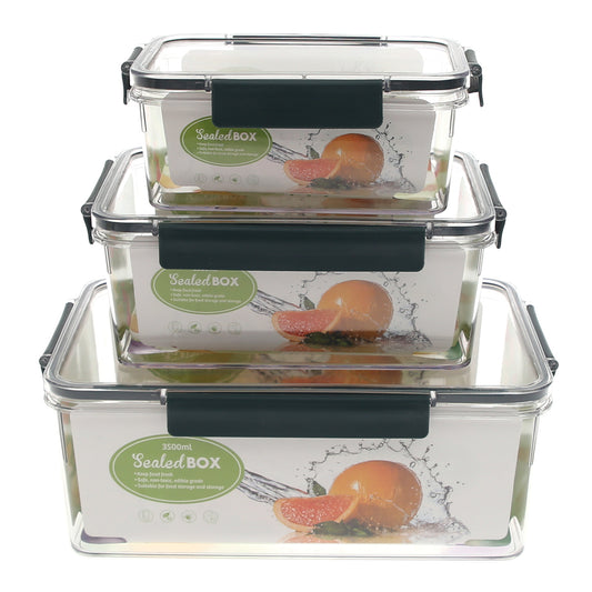 Airtight Food Storage Containers – 3‑Piece Rectangular Acrylic Set