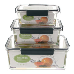 Airtight Food Storage Containers – 3‑Piece Rectangular Acrylic Set