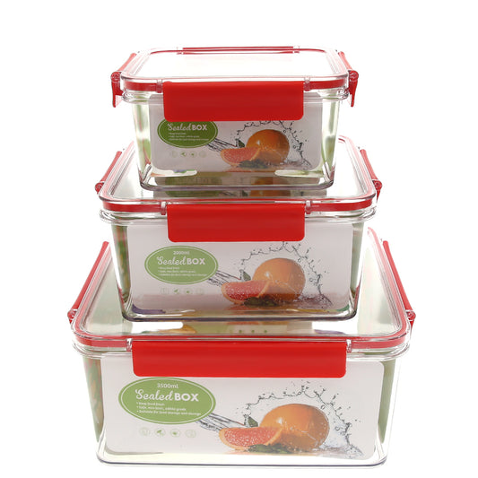 Airtight Food Storage Containers – 3‑Piece Square Acrylic Set
