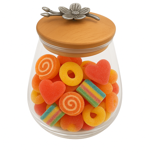 Decorative Glass Storage Jar with Wooden Lid – Small