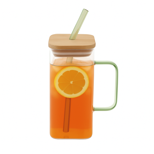 Square Straw Mug –  Wooden Lid