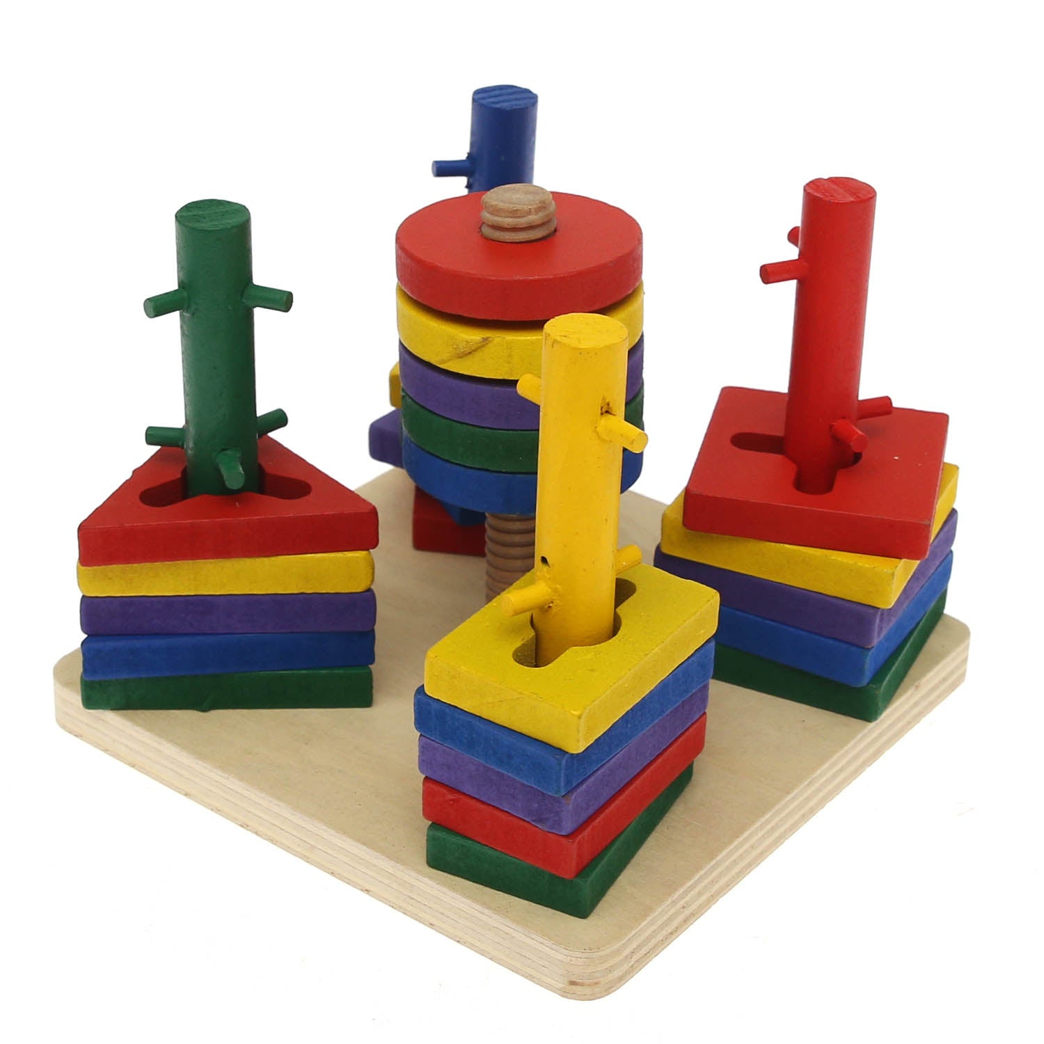 Wooden Shape Sorting & Stacking Puzzle – Montessori Geometric Learning Toy for Toddlers - Habitt