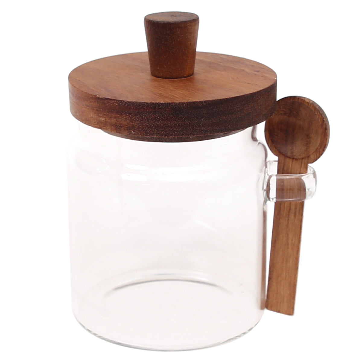 GLASS JAR WITH BAMBOO LID&SPOON-S102124