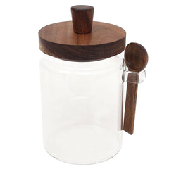 GLASS JAR WITH BAMBOO LID&SPOON-M102125