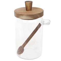 GLASS JAR WITH BAMBOO LID&SPOON-L102126