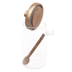 GLASS JAR WITH BAMBOO LID&SPOON-L102126