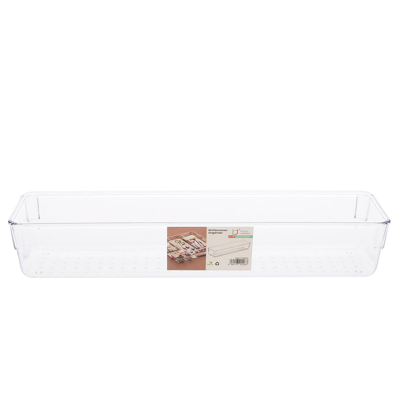 Long Multipurpose Organizer Tray – Clear Plastic Storage for Drawers & Countertops - Habitt