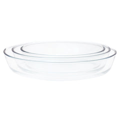 3-Piece Glass Baking Pan Set – 1.6L, 2.4L, 3L Oven-Safe Dishes