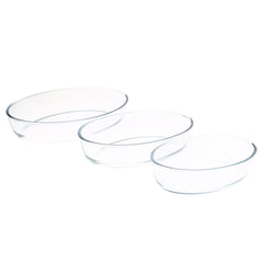 3-Piece Glass Baking Pan Set – 1.6L, 2.4L, 3L Oven-Safe Dishes