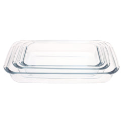 3-Piece Glass Baking Dish Set – 1L, 1.6L, 2.2L Rectangular Oven-Safe