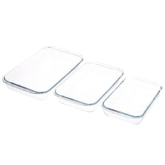 3-Piece Glass Baking Dish Set – 1L, 1.6L, 2.2L Rectangular Oven-Safe
