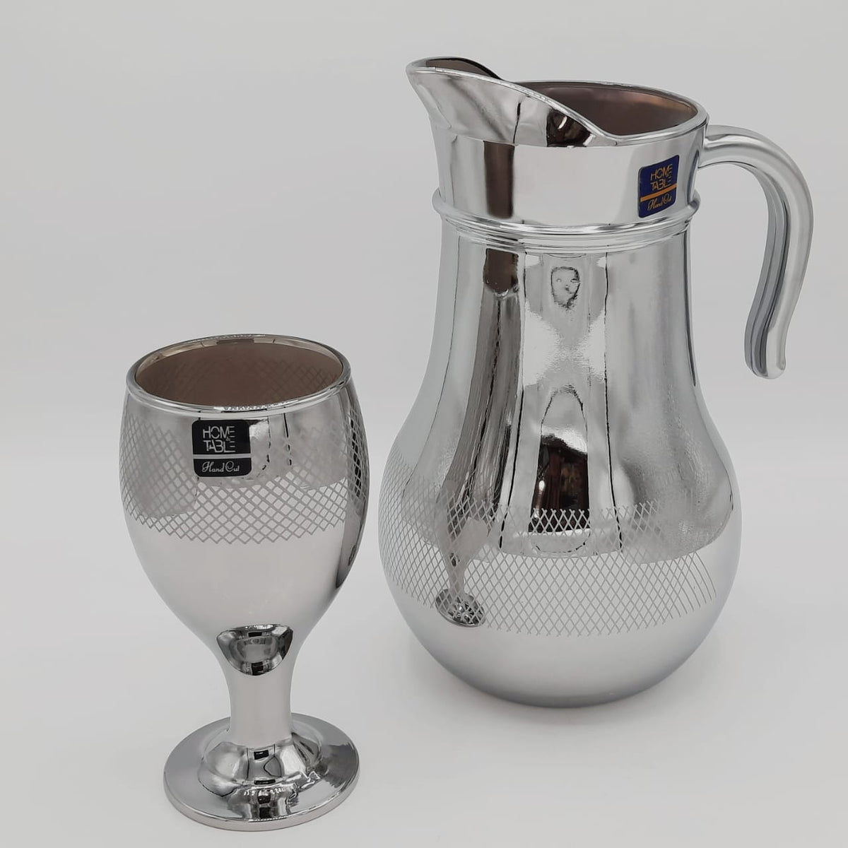 Net Printed Nova Silver Wine Water Set