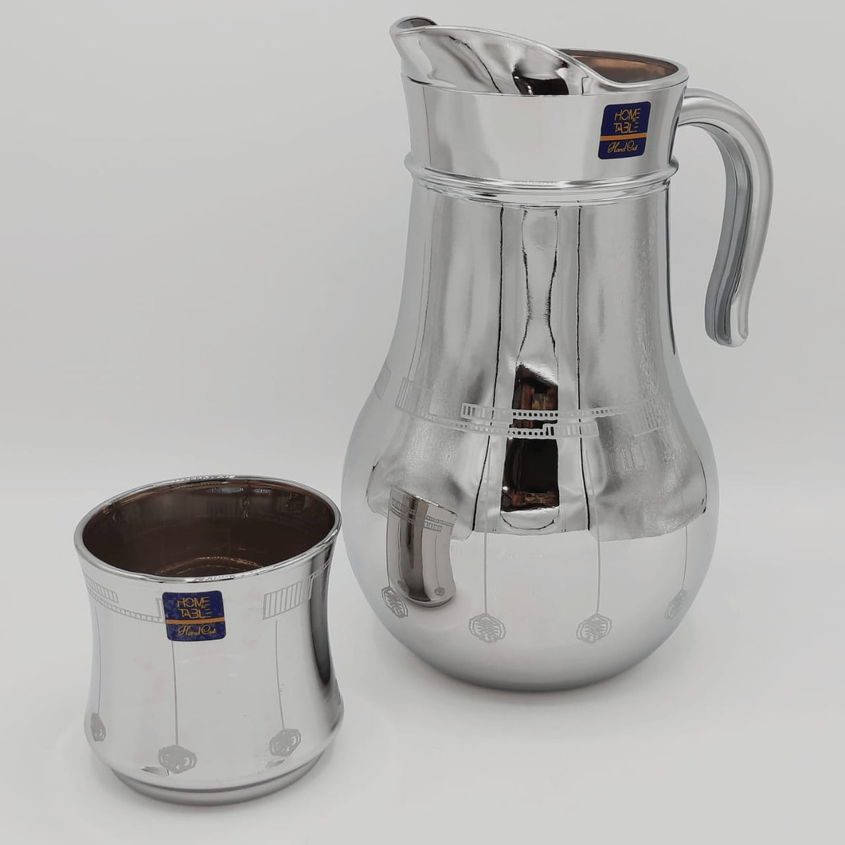 Unique Design Printed Silver Jug And Glass Set