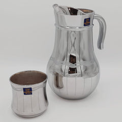 Lining Printed Silver Jug And Glass Set