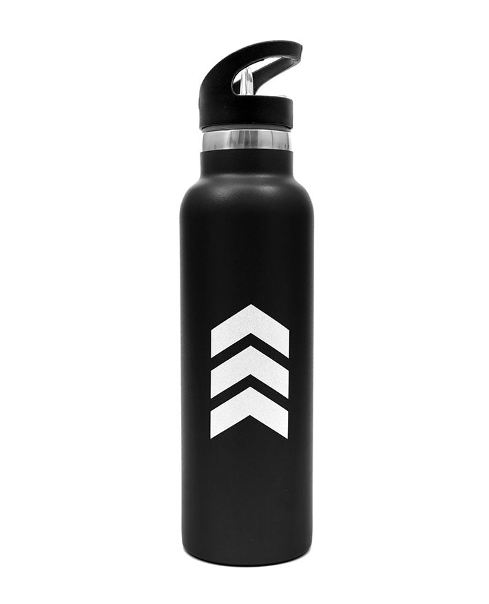 Bottle W/Straw Lid Metal Black 600 ml