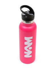 Bottle W/Straw Lid Metal Pink 600 ml
