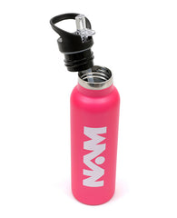 Bottle W/Straw Lid Metal Pink 600 ml