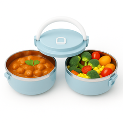 Stainless Steel Dual Lunch Box with Handle