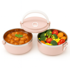 Stainless Steel Dual Lunch Box with Handle
