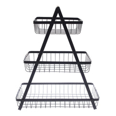 3‑Tier Metal Storage Basket – Black Countertop Organizer for Kitchen & Home