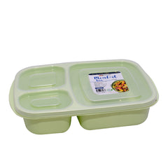 1pc Meal-It Box Large – 3 Compartment Lunch Box with Lid (Green, Beige, Grey, Pink)