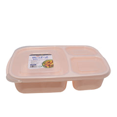 1pc Meal-It Box Large – 3 Compartment Lunch Box with Lid (Green, Beige, Grey, Pink)