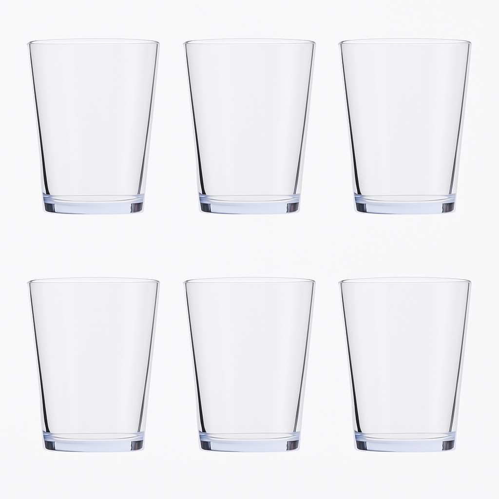 (PACK OF 6) Premium Acrylic Drinking Glass Set – Unbreakable Tumblers Pack of 6