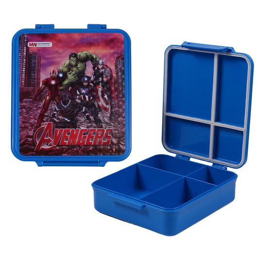 1pc Kids Munch Box – 4 Compartment Lunch Box with Cartoon Prints