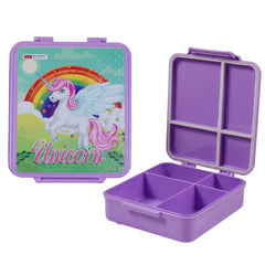1pc Kids Munch Box – 4 Compartment Lunch Box with Cartoon Prints