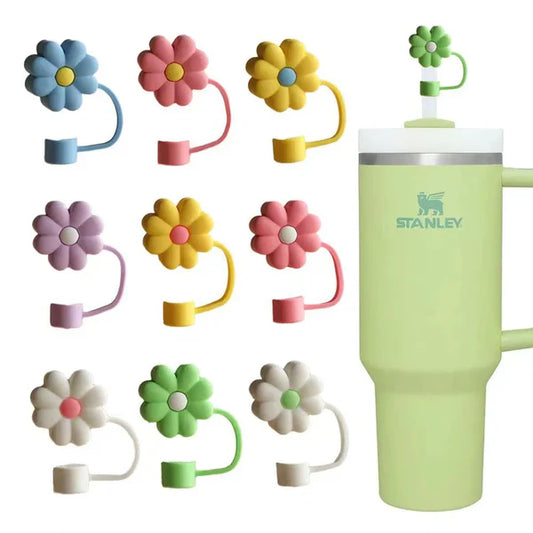 Assorted Silicone Flower Straw Stoppers – Waterproof & Dustproof Cap –