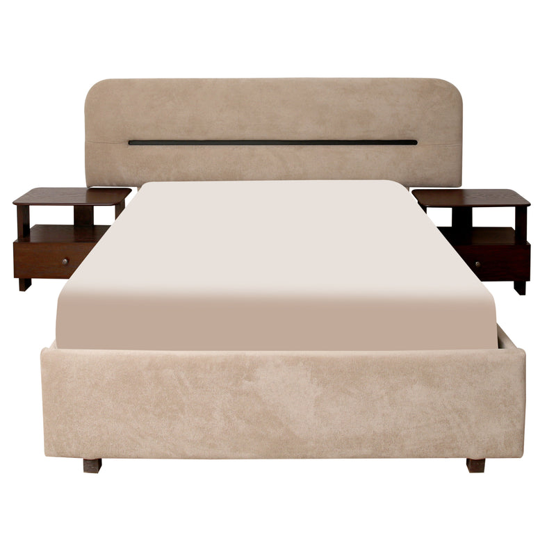 Lowa Arc King Size Bed with 2 Side Tables - Habitt