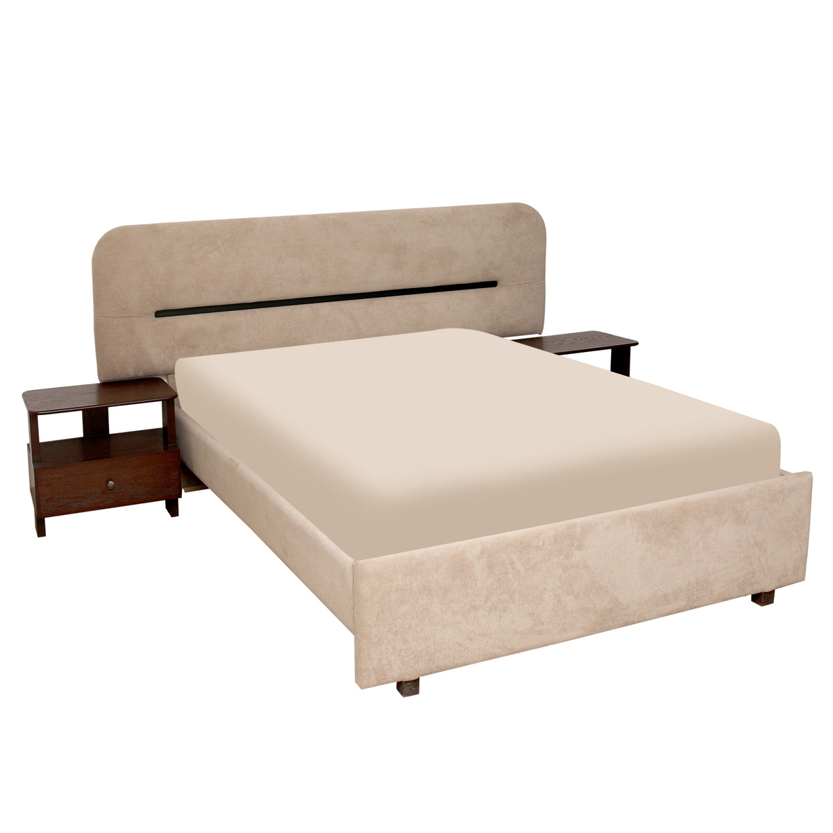 Lowa Arc King Size Bed with 2 Side Tables