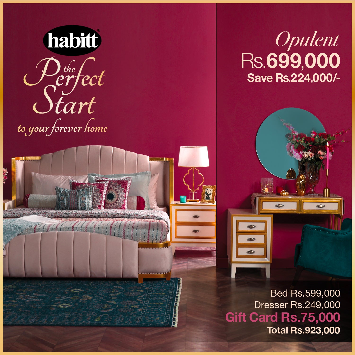 Opulent - Bundle - King Size Bed + Dresser + (Rs. 75,000/- Gift Voucher)