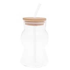 Glass Tumbler with Bamboo Lid & Straw – 450ml