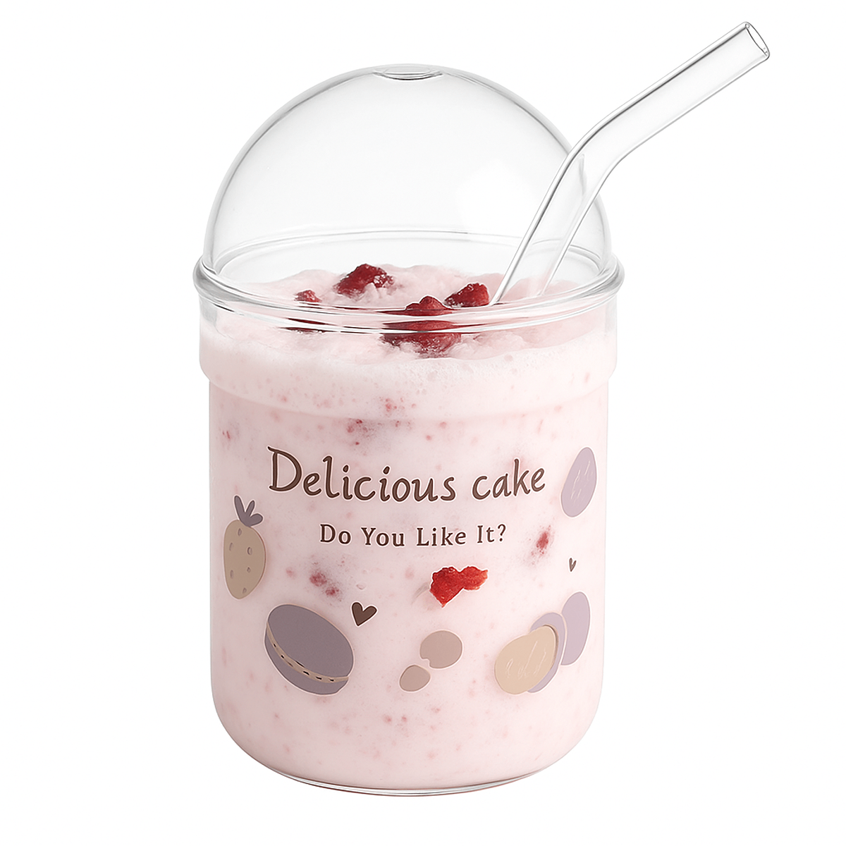 Soda Glass – Transparent with Dome Lid & Straw
