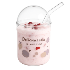 Soda Glass – Transparent with Dome Lid & Straw